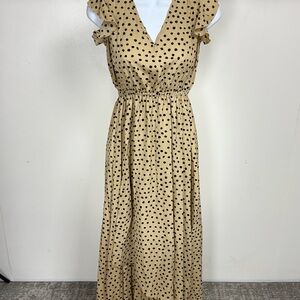 Polka Dot Maxi Dress - Tan and Black